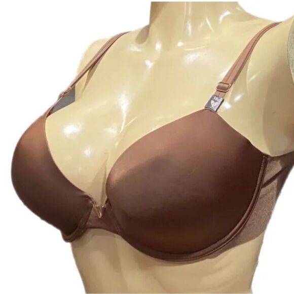 Victorias Secret Supersoft Satin Lined Demi bra Brown 32C - Picture 1 of 3